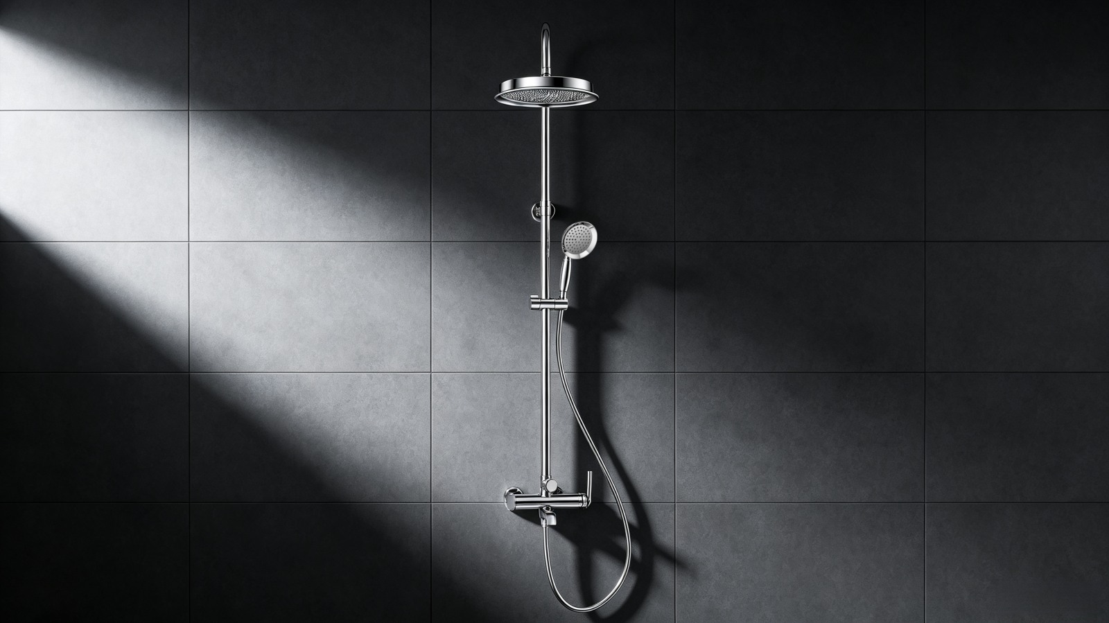 black exposed shower system