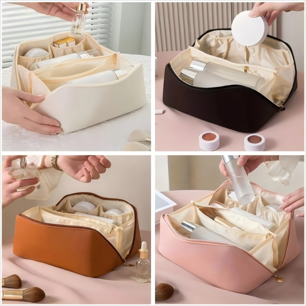 PU Cosmetic Bag with Multiple Compartments