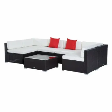Wicker Rattan Outdoor Garden Furniture 7-Piece Sectional Sofa Set with Cushions