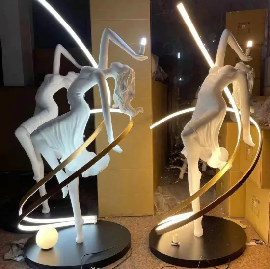Elegant White Dance Art Floor Lamp for Office and Hotel Decoration