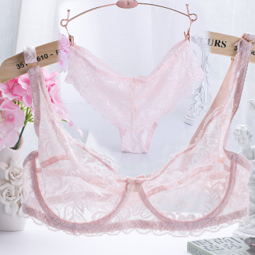 Stylish Sexy Transparent Lace Bra and Panties Set