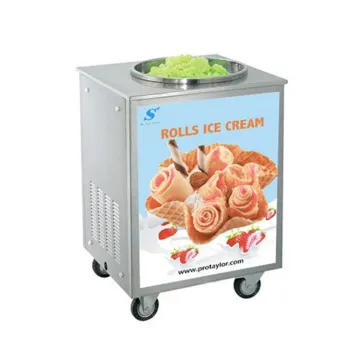 Thailand round/square pan roll fry ice cream machine