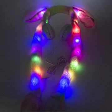 Nuove cuffie calde di coniglio carine con luce a led per bambini