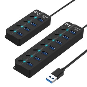 7/4 Ports USB 3.0 Hub High Speed Splitter On/Off Switch Charger Dock Station USB Hub