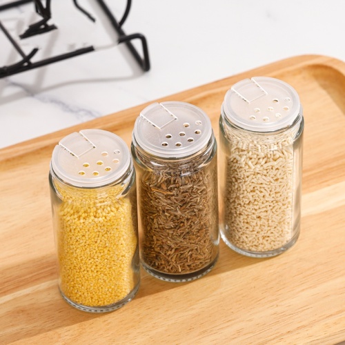 Jarros de tempero combinar: garrafas de pimenta de vidro de bambu e potes de tempero