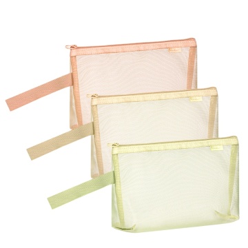 Deli BA167 Beige Orange Green Triangle Zipper Storage Bag