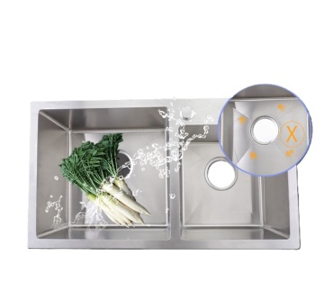 Customized Double Bowl Kitchen Sink: Handmade 304 Stainless Steel Nano-Coated Chrome