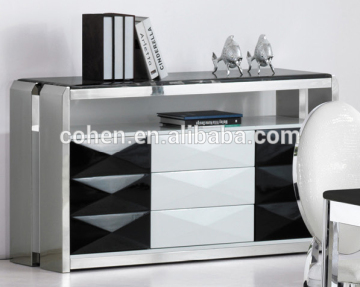 F2195 Stainless steel dining cabinet with marble top