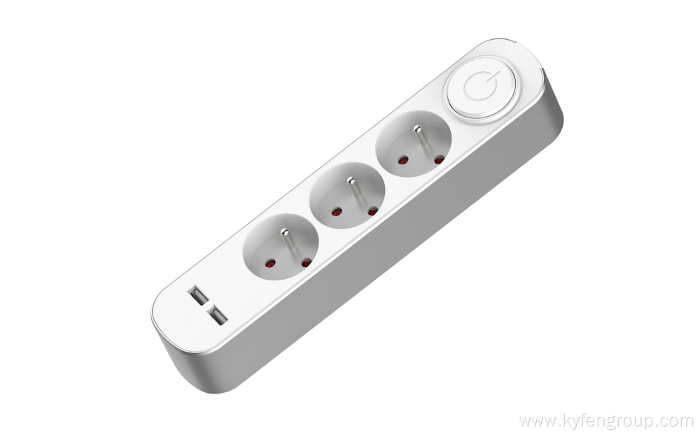 France 3-socket power strip with usb type c