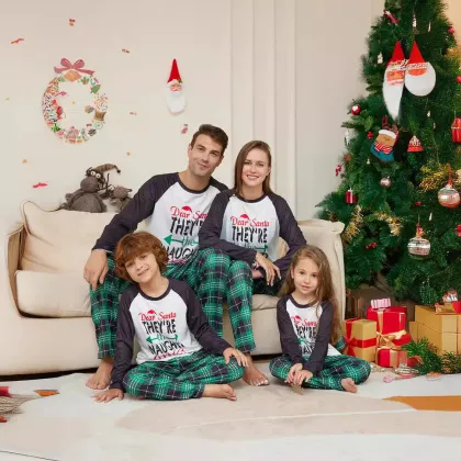 2024 Family Christmas Printed Pajamas Round Neck Long Sleeve Set