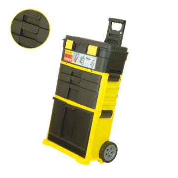 Portable Interlocking Trolley Plastic Tool Box with Wheels for Mechanics