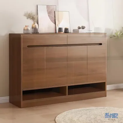 Wood balcony storage cabinet Economical entrance shoe rack