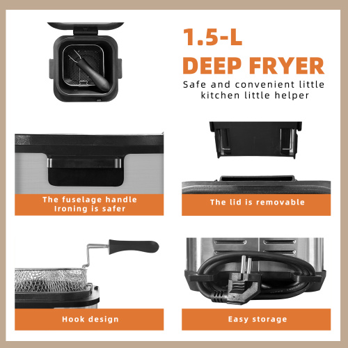 Electric 1.5L Mini Deep Fryer for Home