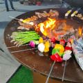 Barbecue de fosse à pompiers en acier de Corten en bois