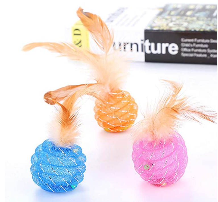 Cat Ball Toys with Feather