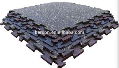 Noise reduction shock absorption easy install elastic gym rubber floor covering