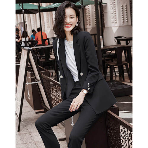 Elegant Mid-Length Blue Business Women Suit