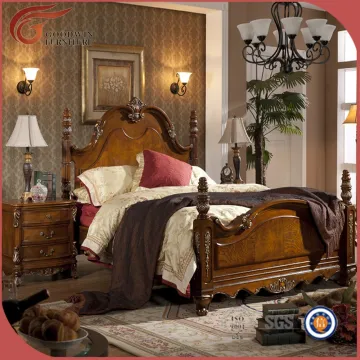 antique wood furniture king bed and queen bed A49