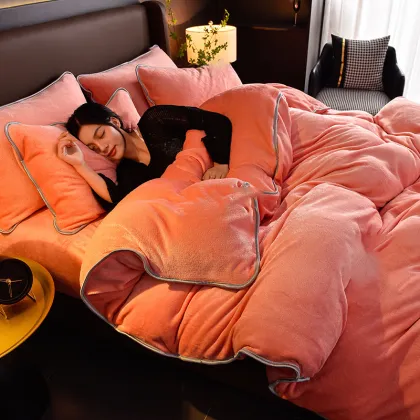 Super Soft Coral Velvet Winter Bed Sheets 4PC Set High Weight Flannel Fleece Bedding