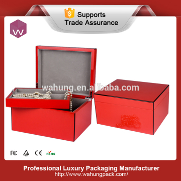 Red Glossy Painting Wood gift Storage Box/ Rectangle Wedding Jewel Box