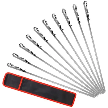 JinHaiYue 10pcs 17-inch Stainless Steel Reusable BBQ Skewers: Your Ultimate Grilling Companion