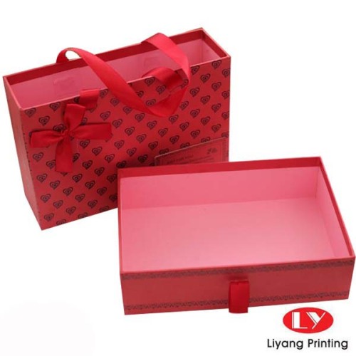Sliding drawer box for package with paper bag