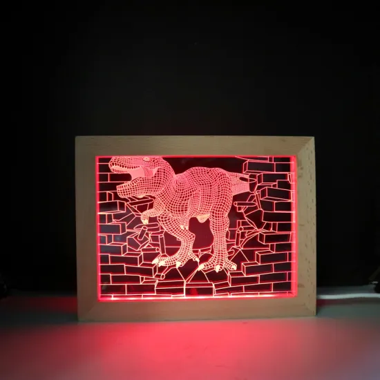 7 Color Changeable Solid Wood Photo Frame Acrylic Night Light Smart Home Decor 3D Lamp