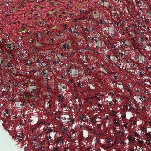 2MM Printed Seuins Poly Yarn Guipure Embroidery Fabric