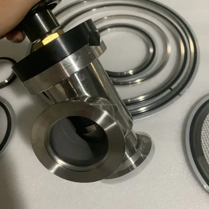 KF/CF Stainless Steel High Vacuum Angle Valve Flapper Valve