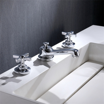 Deck Mounted Dual Cross Knobs Basin Mixer Tap.