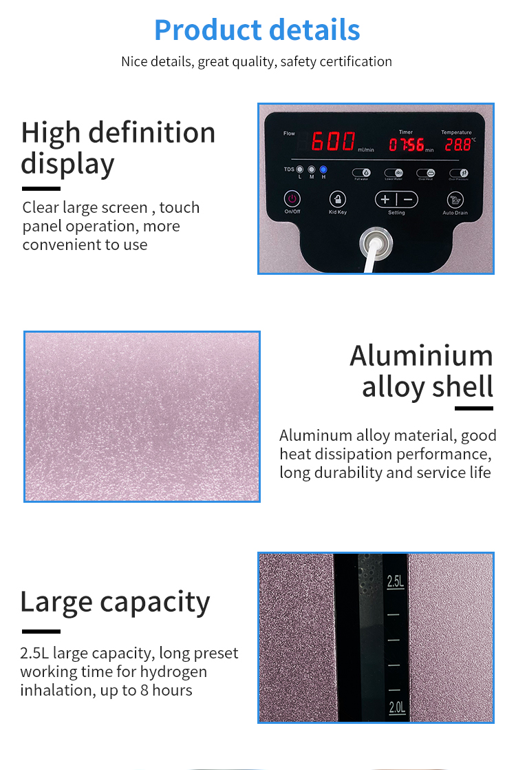 900ml/min Facial Beauty Pressure Relief H2 Hydrogen Inhaler