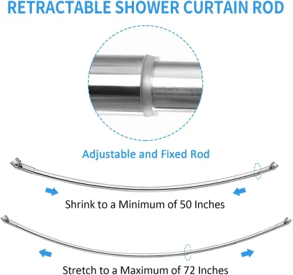 Adjustable Curved Shower Curtain Rods & Wholesale Bathroom Curtain Poles