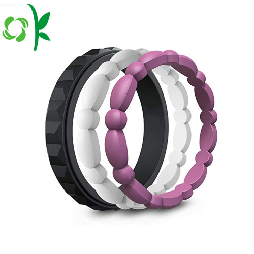 Dernière conception bague de doigt unique en silicone coloré perle