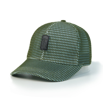 Volledige mesh groene trucker pet met lederen patch