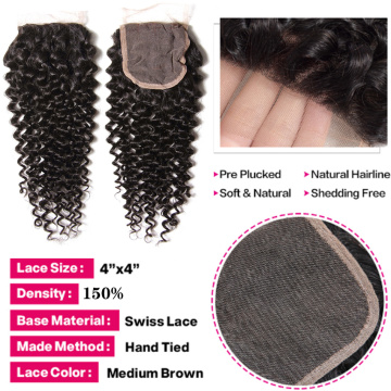 Kinky Curly 13x4 blúndur lokun