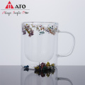 High borosilicate dry flower double wall glass cups