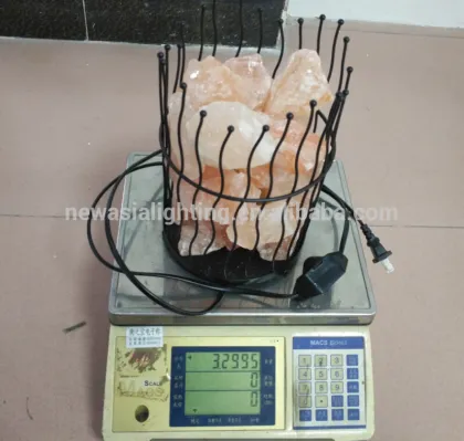 Natural Himalayan crystal salt lamps basket lamp with Himalayan rock salt table lamp