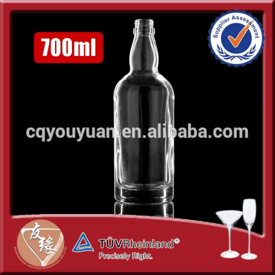 700ml decorative refillable screw cap alcoholic packaging bottles of glass for liquors