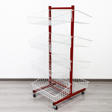 Supermarket Double Sided Shelf with Hanging Basket