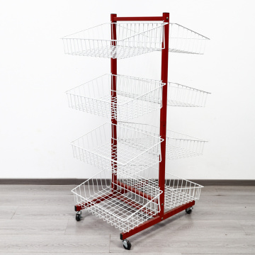 Supermarket Double Sided Shelf with Hanging Basket