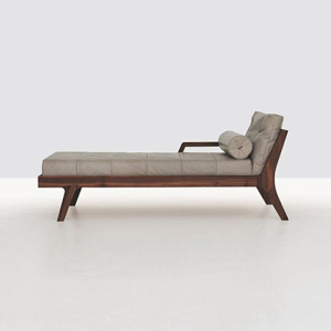 Kamar Living Wood Solid Leather Living Daybed