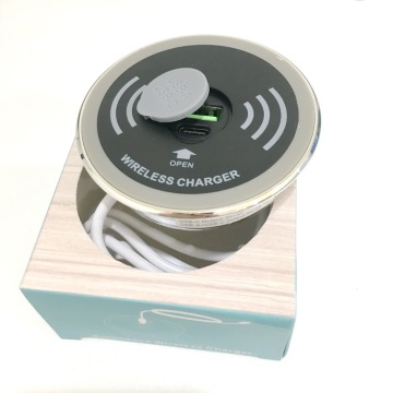 Factory Price Furniture Desktop Embedded 15W Wireless Charger with USB-C