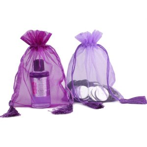 Saco de organza de borlas personalizadas com tecido de organza