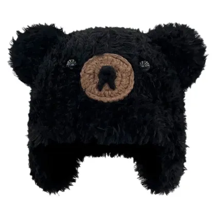 Korean Cute Bear Ear Warm Woolen Hats for Autumn and Winter