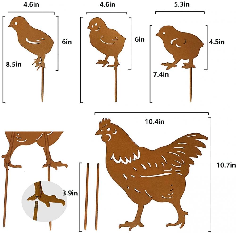 Poulet Yard Art Metal Stakes