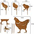 Chicken Yard Art Metal Stakes