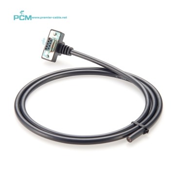 1-meter Slim Low Profile 5Pin Up Angle DB9 Female to Open Single End Serial RS232 Cable