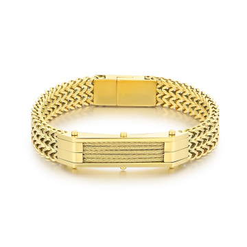 KALEN Vintage Multi-Color Stainless Steel Herringbone Link Bracelet for Men