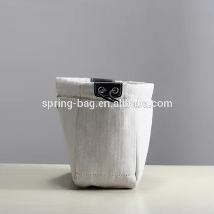 Korean style beige twill canvas cosmetic bag for travel