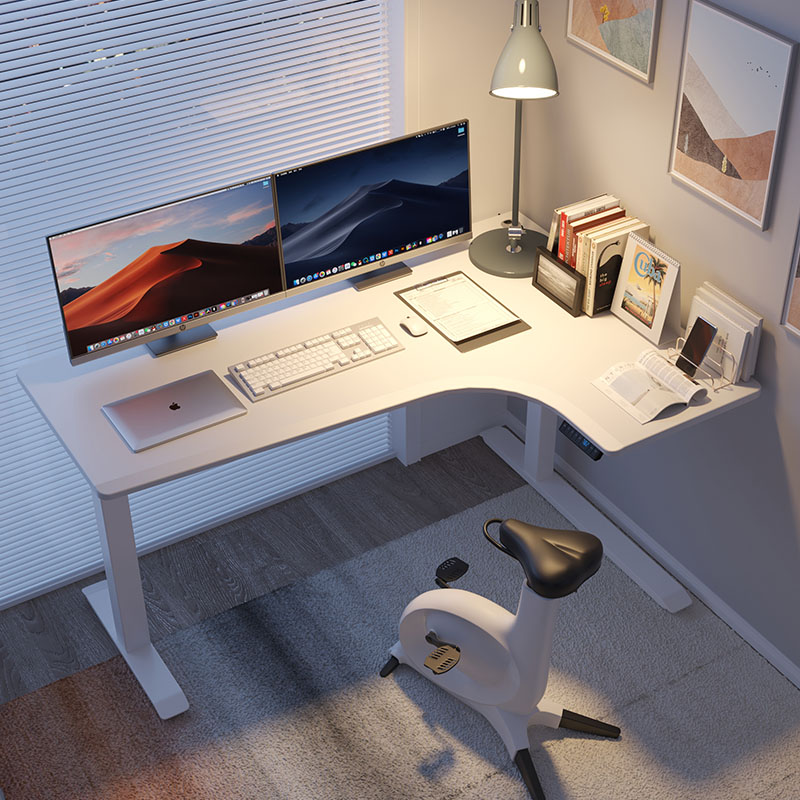 Bureau électrique à hauteur réglable blanche avec ports USB